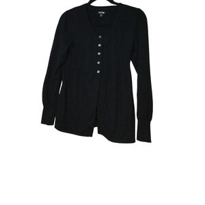 Apt. 9 Black Cardigan Sweater Ribbed Knit Button‎ Front Petite Size S